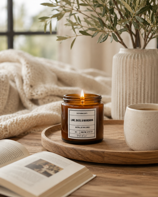 Lime, Basil & Mandarin Candle – Citrus Fresh Soy Wax | Handmade UK