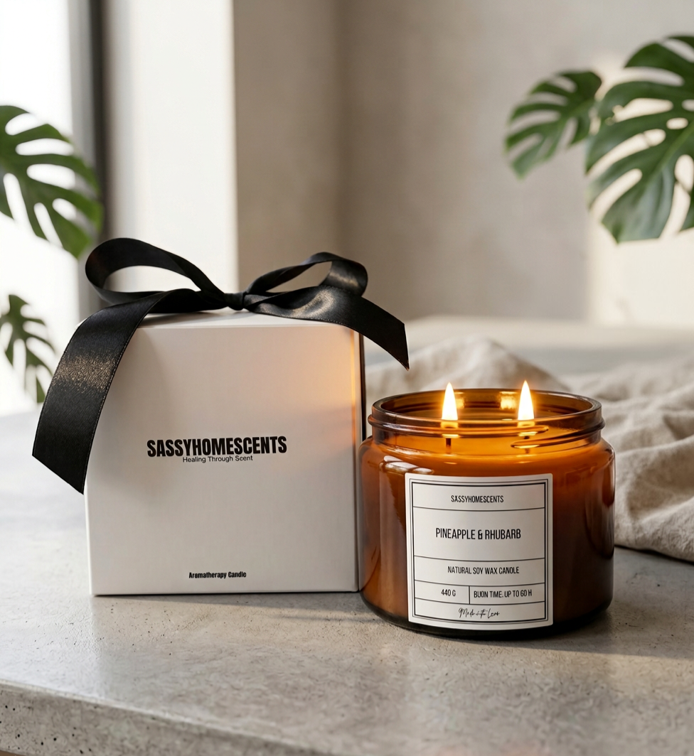 Pineapple & Rhubarb Candle – Tropical Soy Wax Scent | Handmade UK