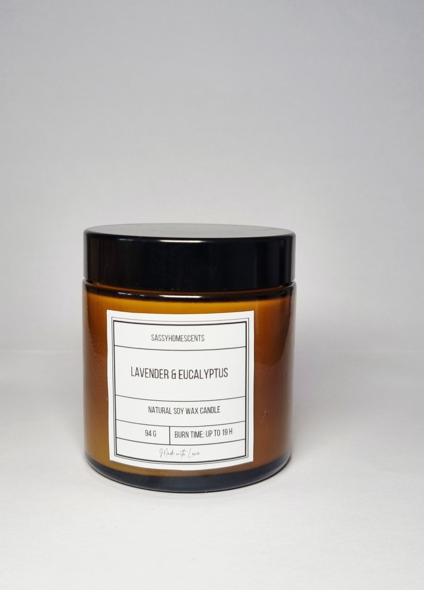 lavender and eucalyptus aromatherapy candle UK handmade with organic cotton wick