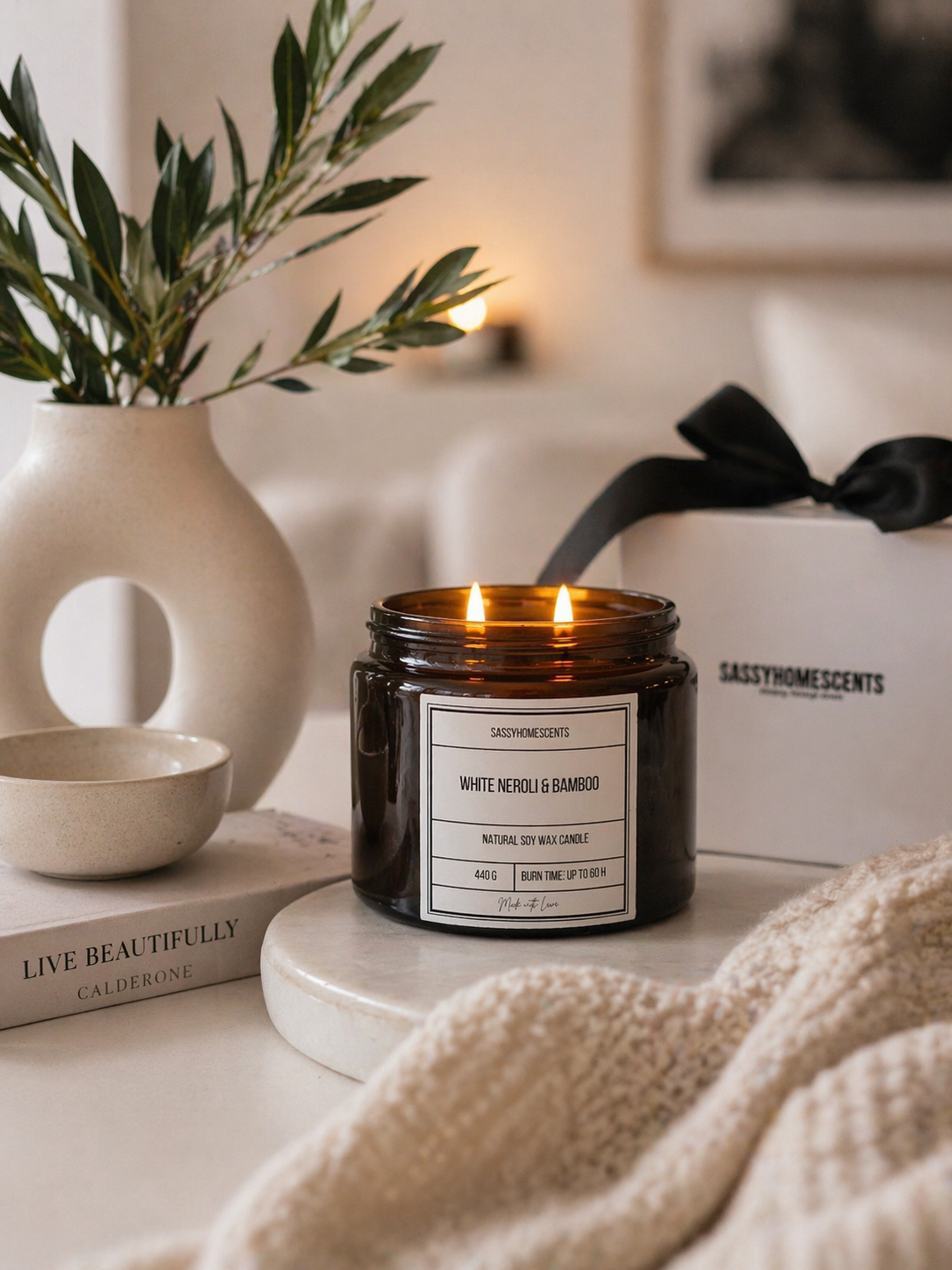 White Neroli & Bamboo Candle – Fresh | Soy Wax | Homemade UK