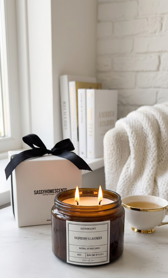 Raspberry & Lavender Candle – Fruity Floral Soy Wax | Handmade UK