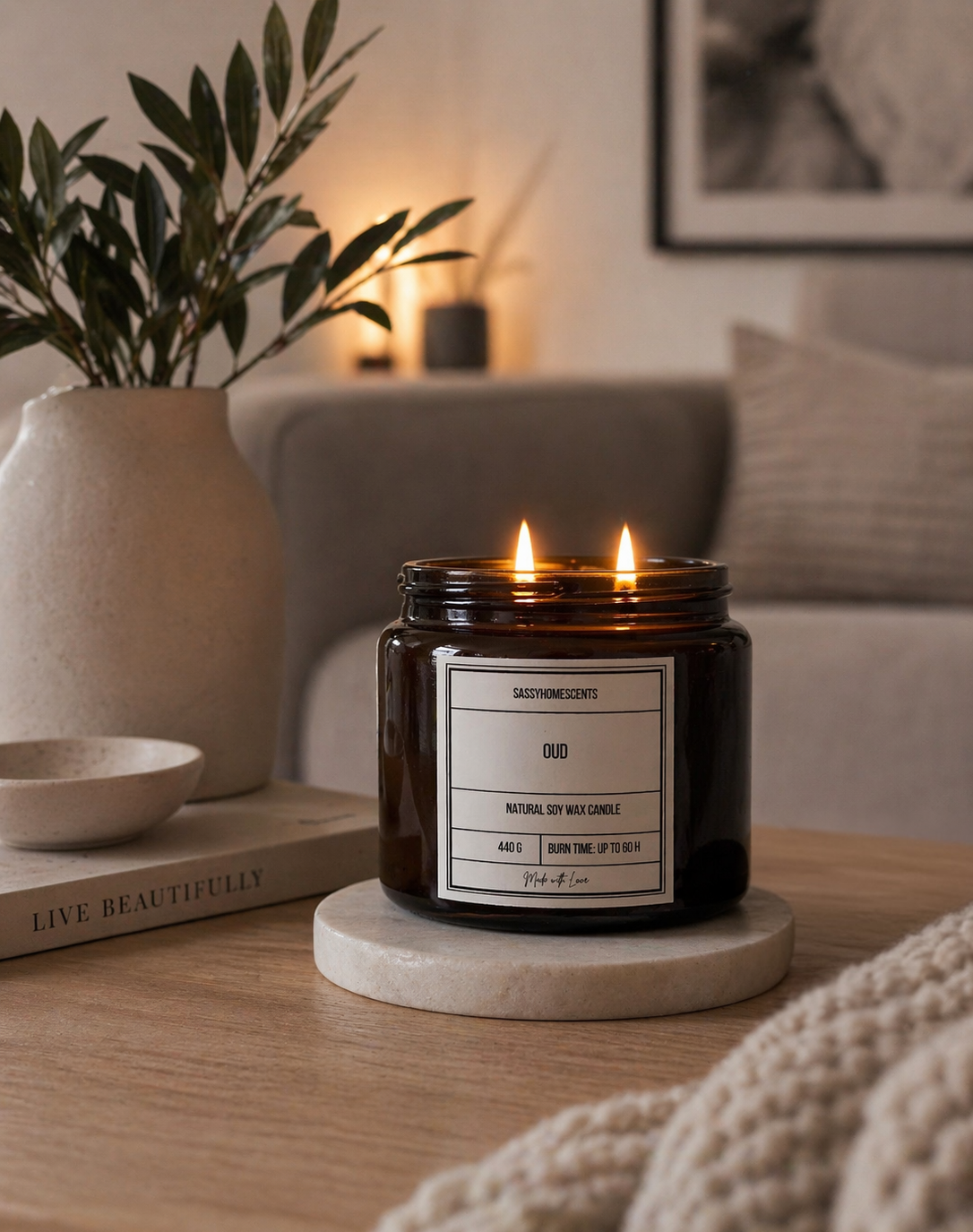 Luxury Oud Scented Candle | Rich Moroccan Fragrance | UK Soy Wax