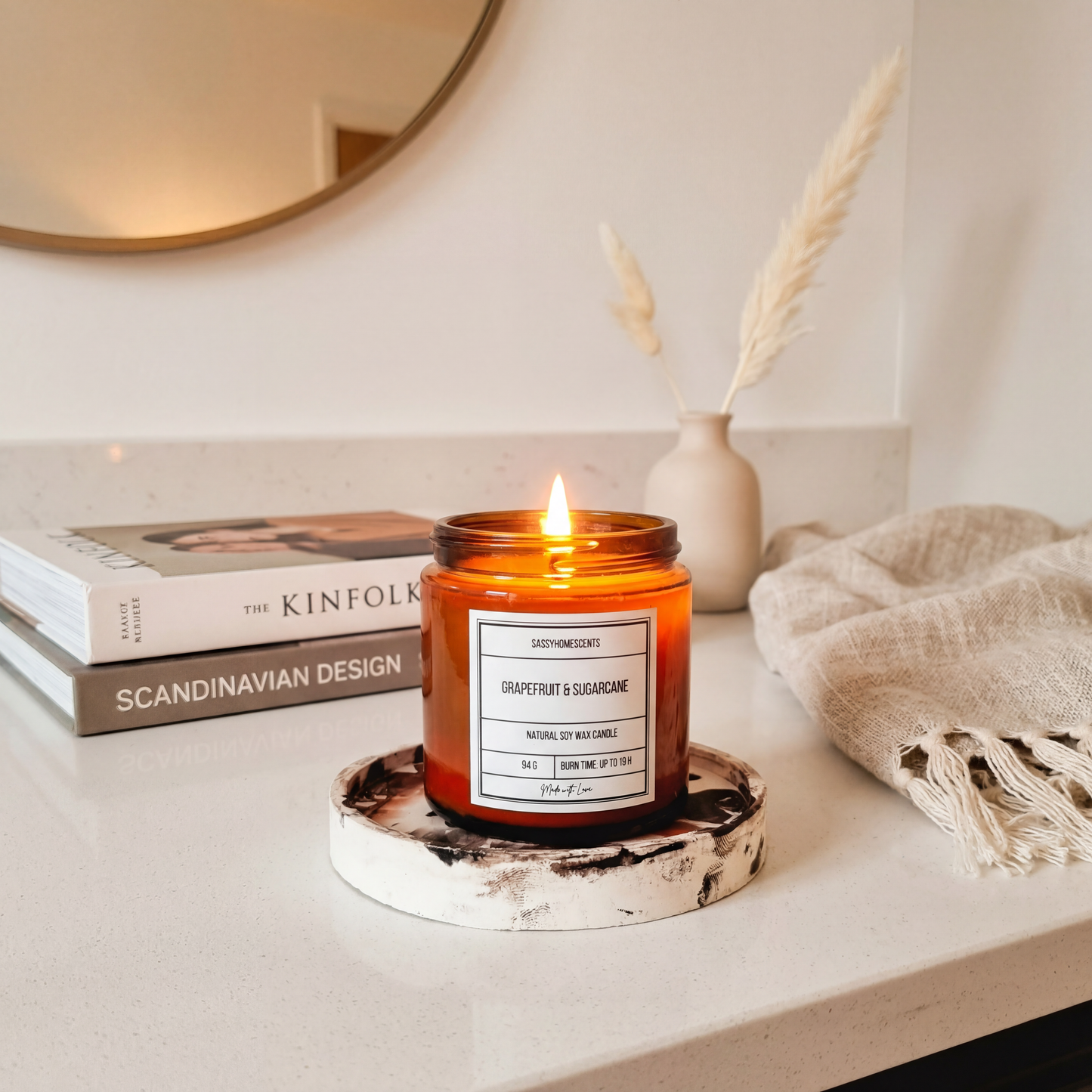 Grapefruit & Sugarcane | Luxury Scented Candle | Soy Wax | Handmade UK