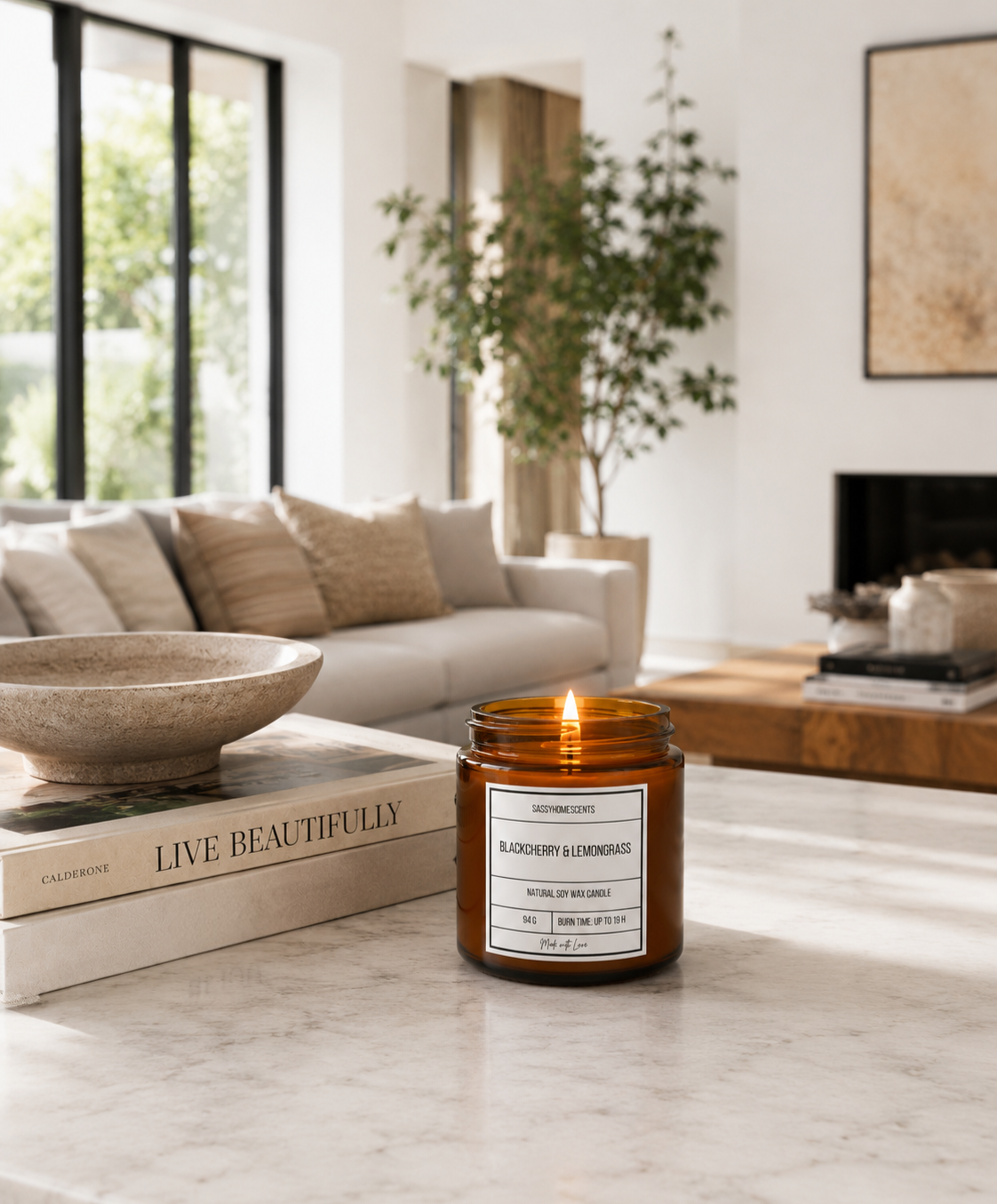 Black Cherry & Lemongrass Candle | Fruity Fresh | Soy Wax | UK Made