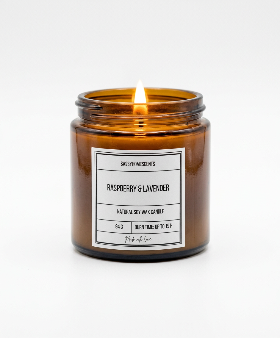 Raspberry & Lavender Candle – Fruity Floral Soy Wax | Handmade UK