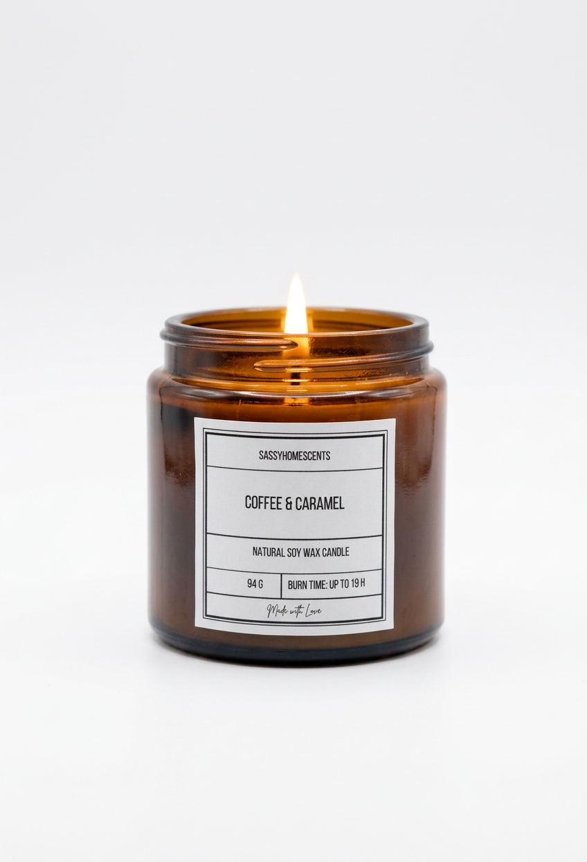 Coffee & Caramel Candle | Sweet Caramel Scent | Soy Wax | Handmade UK