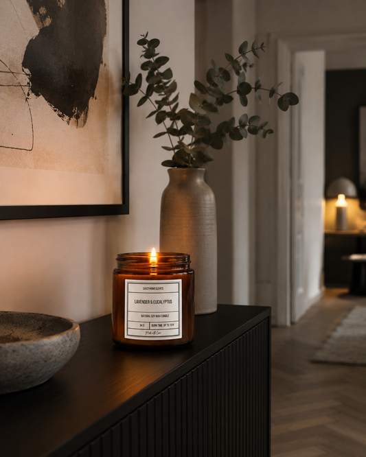 Lavender & Eucalyptus Aromatherapy Candle – Relaxing Soy Wax | UK Made