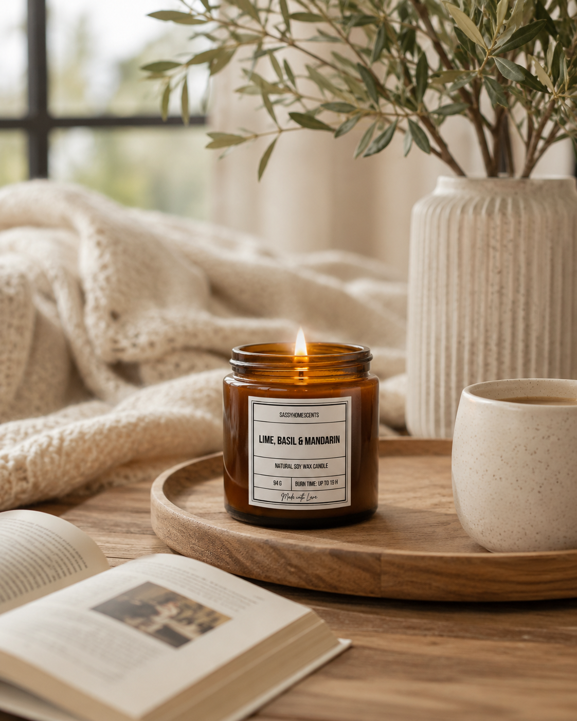 Lime, Basil & Mandarin Candle – Citrus Fresh Soy Wax | Handmade UK
