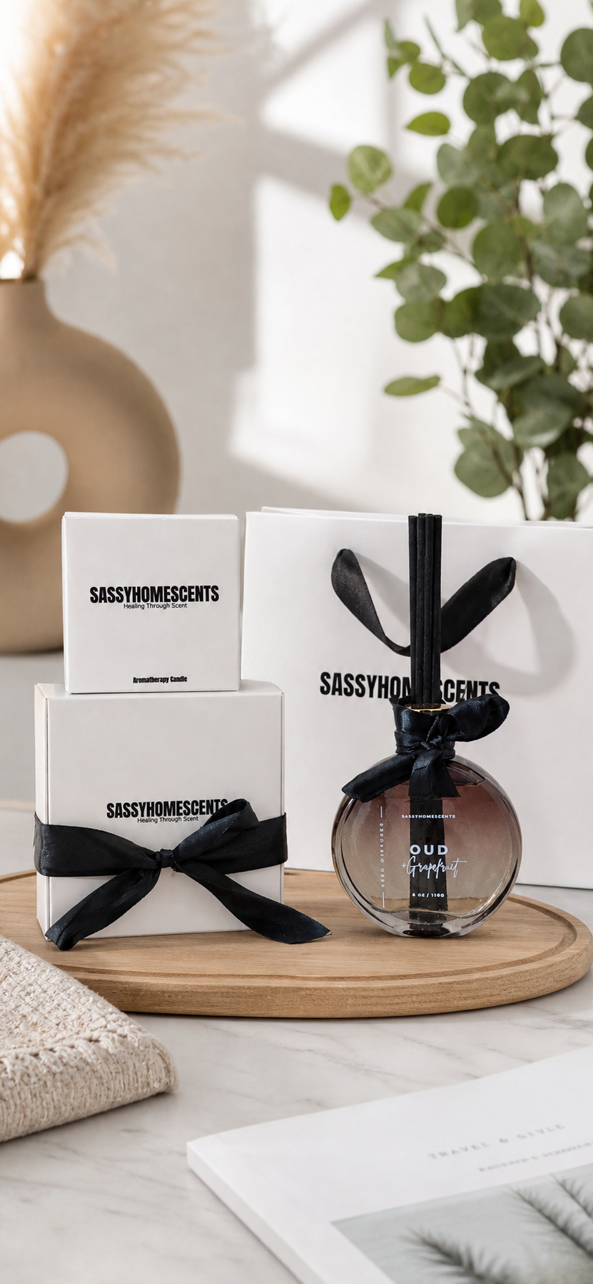 Oud & Grapefruit Reed Diffuser – Woody Fresh Fragrance