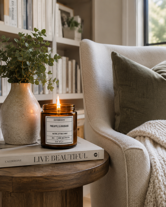 Pineapple & Rhubarb Candle – Tropical Soy Wax Scent | Handmade UK