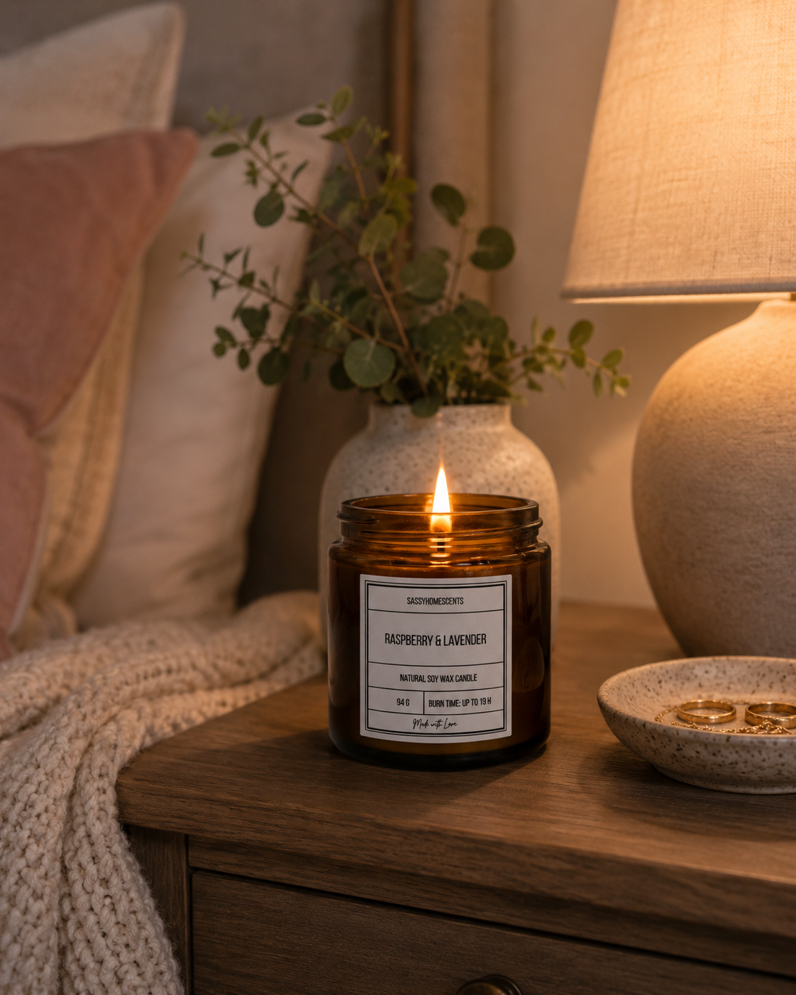 Raspberry & Lavender Candle – Fruity Floral Soy Wax | Handmade UK