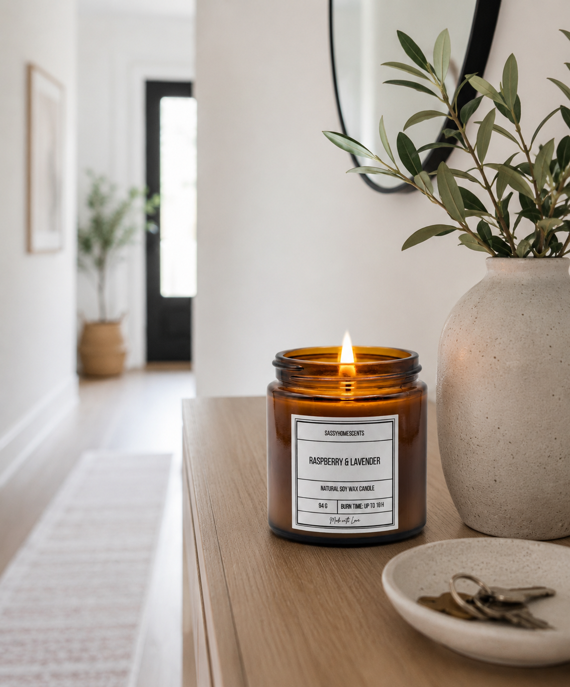 Raspberry & Lavender Candle – Fruity Floral Soy Wax | Handmade UK