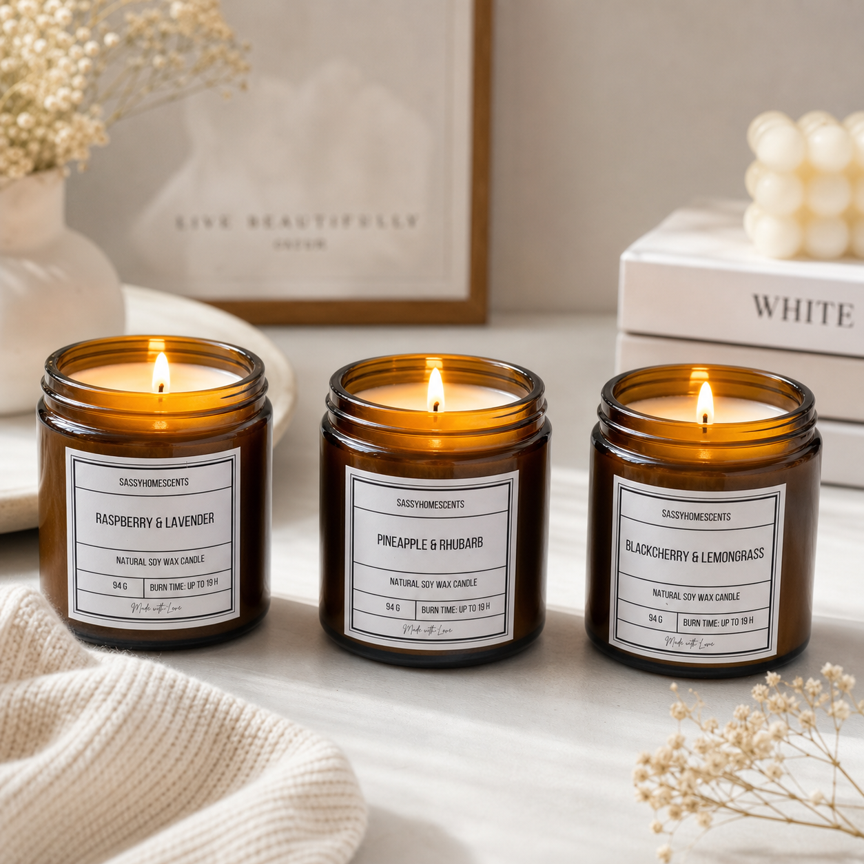 Signature Scent Trio – 3 Soy Candles Bundle | Sassy Home Scents