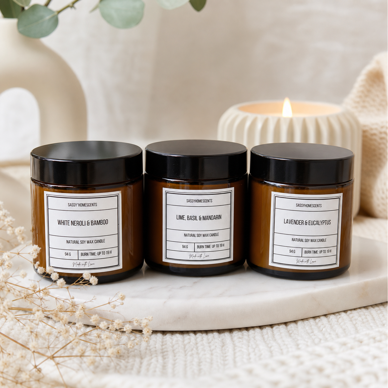 Signature Scent Trio – 3 Soy Candles Bundle | Sassy Home Scents